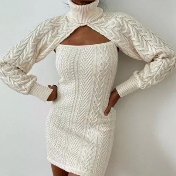 Zara knit arm warmer sweater size medium beige NWT - Picture 5 of 9